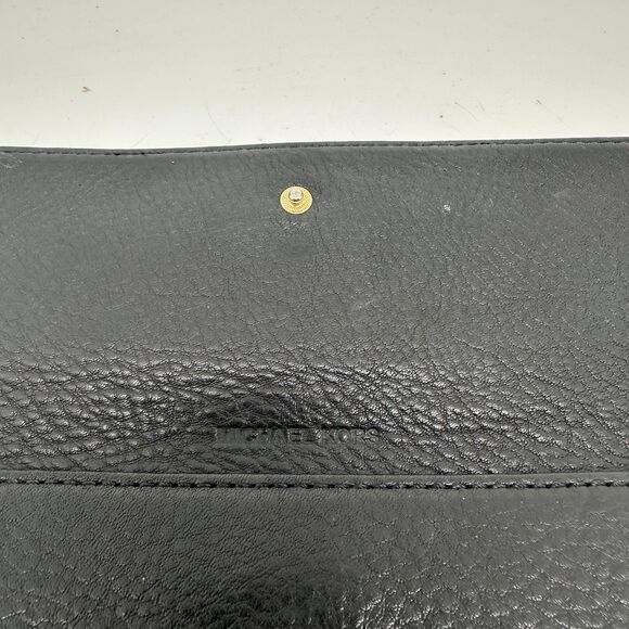 Michael Kors Wallet Womens Black Leather Snap Continental Zip Pocket Clutch - Picture 4 of 11